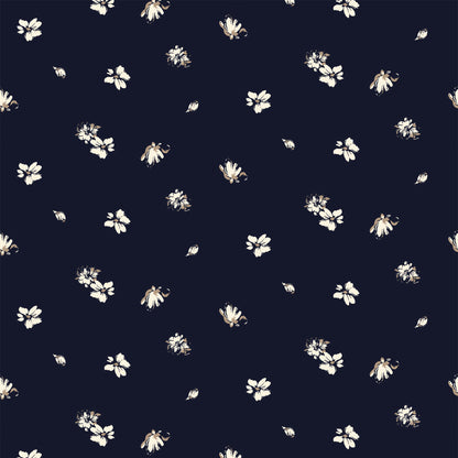 P-2874-754-NAVY-ECRU - PRINTED POLY MOROCCAN 100% POLY