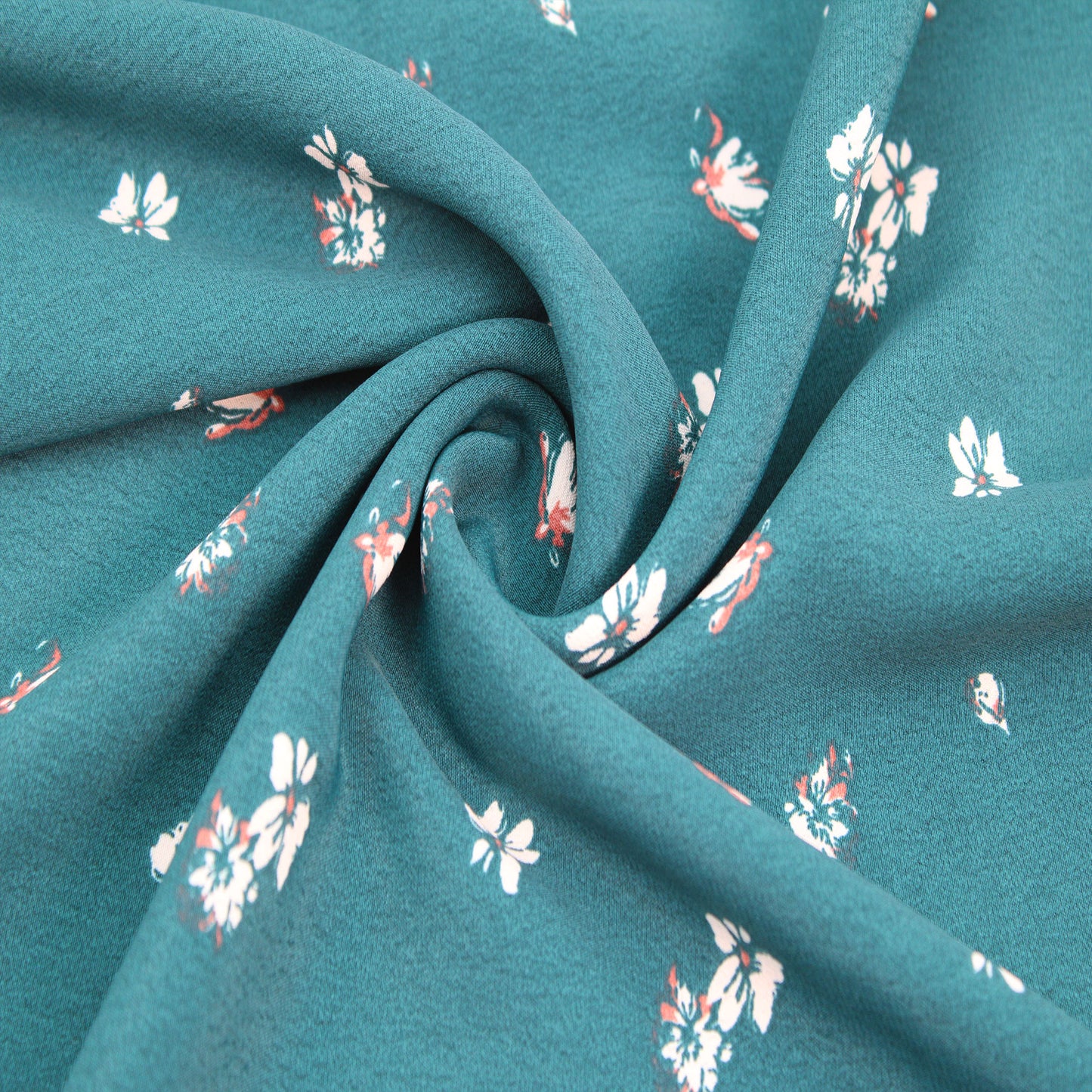 P-2874-754-TEAL-ECRU - PRINTED POLY MOROCCAN 100% POLY
