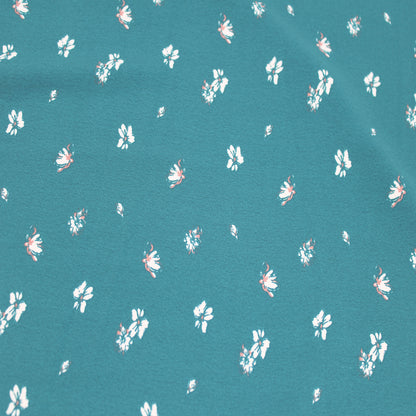 P-2874-754-TEAL-ECRU - PRINTED POLY MOROCCAN 100% POLY