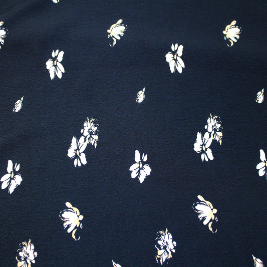 P-2879-754-NAVY-TAUPE - PRINTED POLY MOROCCAN 100% POLY