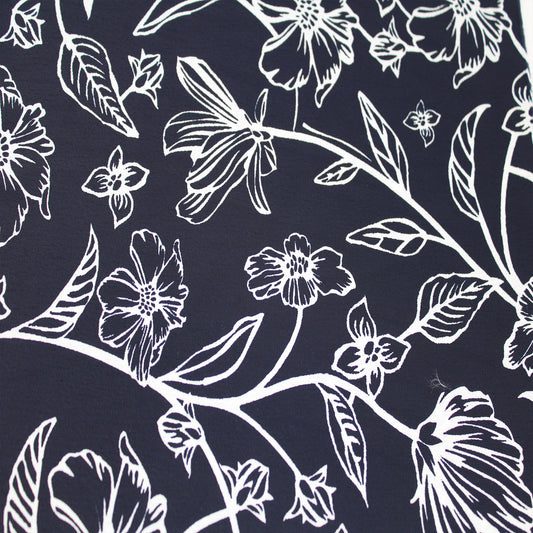P-2888-754-NAVY-OFF-WHITE - PRINTED POLY MOROCCAN 100% POLY