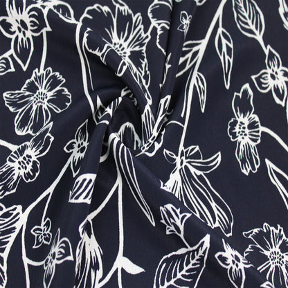 P-2888-754-NAVY-OFF-WHITE - PRINTED POLY MOROCCAN 100% POLY