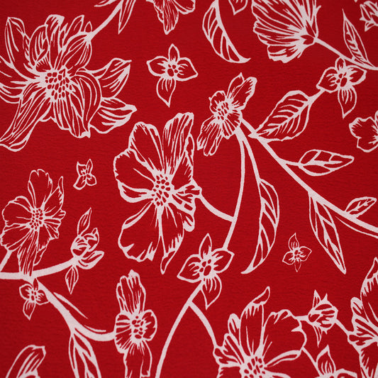 P-2888-754-RED-OFF-WHITE - PRINTED POLY MOROCCAN 100% POLY