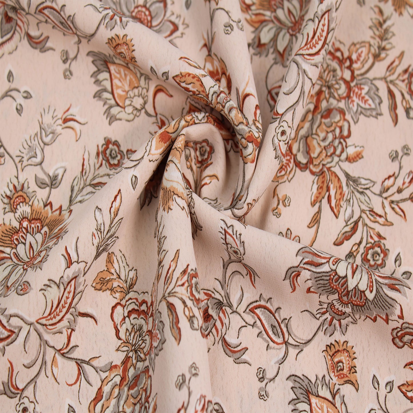 P-2899-754-TAN-APRICOT - PRINTED POLY MOROCCAN 100% POLY