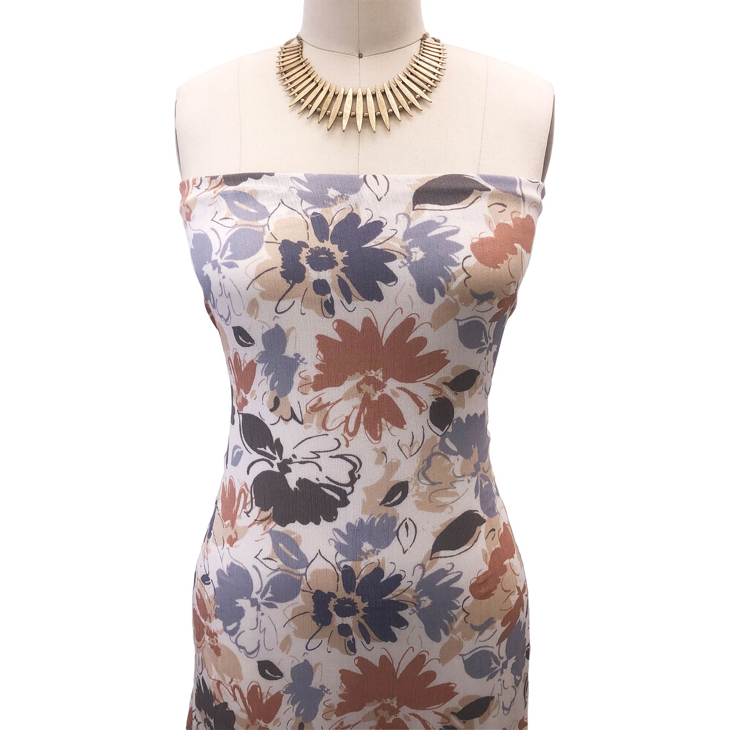 P-2906-636-ECRU-BLUE-GREY - PRINTED CREPON 100% RAYON CREPON