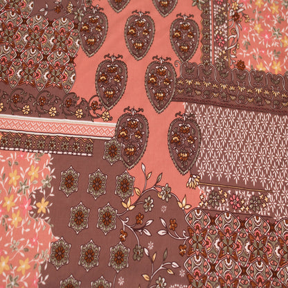 P-2934-800-MOCHA-SOFT-YELLOW - PRINTED VENEZIA 92% POLY 8% SPANDEX
