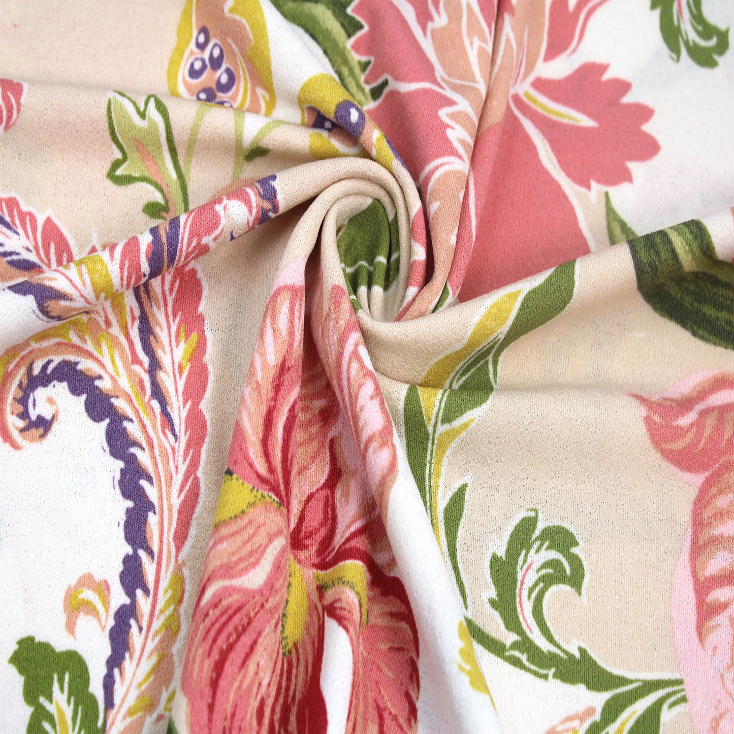 P-294-703-TAN-CORAL - PRINTED TWIST CREPE 92% POLY 8% SPANDEX