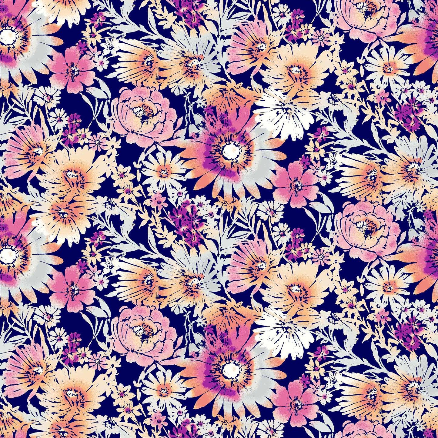 P-295-586-NAVY-PINK - PRINTED CREPE CHIFFON 97% POLY 3% SPANDEX