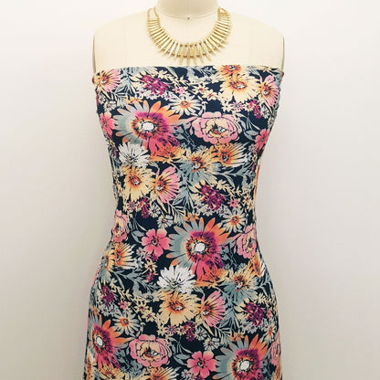 P-295-586-NAVY-PINK - PRINTED CREPE CHIFFON 97% POLY 3% SPANDEX