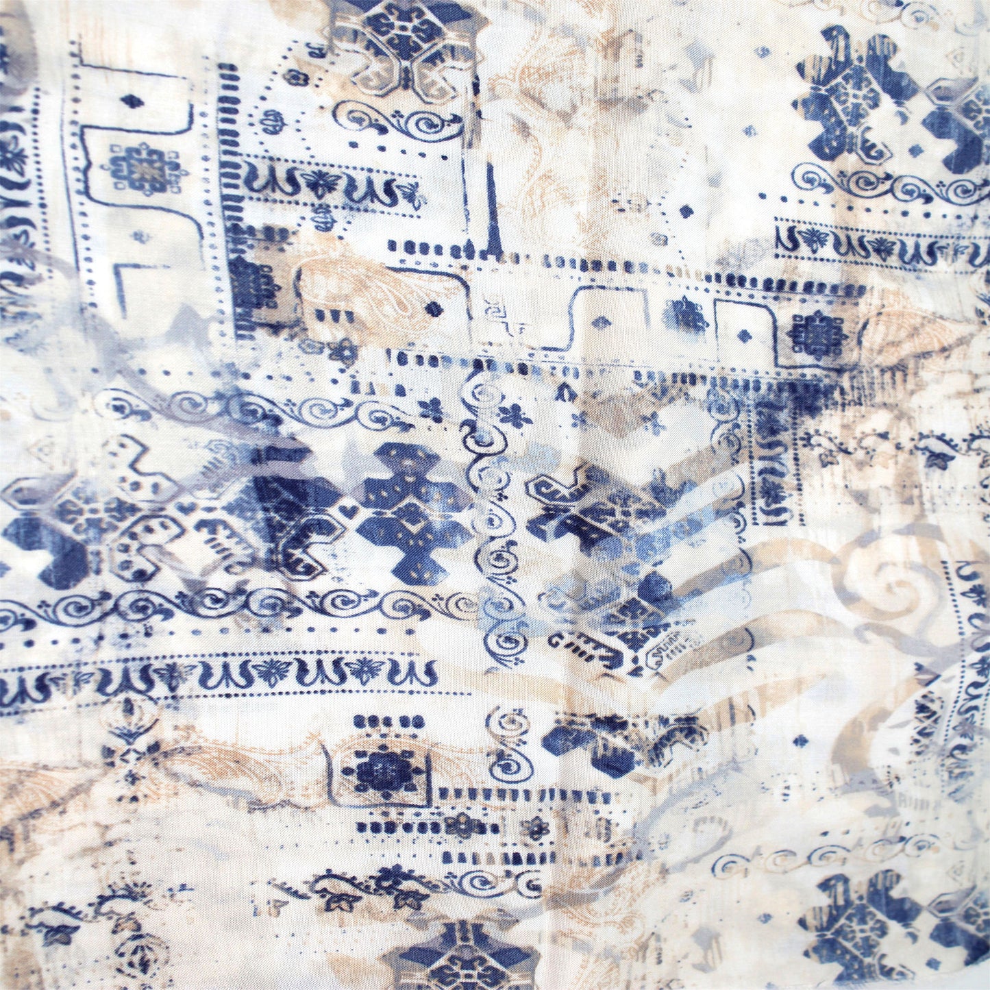 P-2957-698-IVORY-BLUE - PRINTED RAYON CHALLIS 100% RAYON CHALLIS