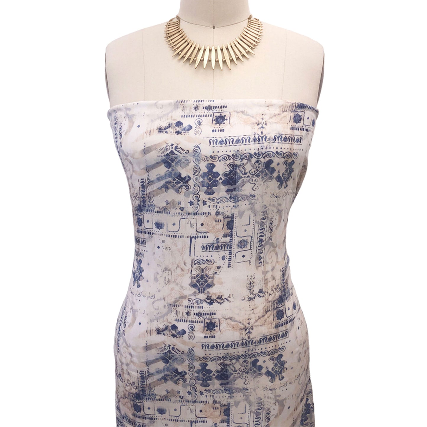 P-2957-698-IVORY-BLUE - PRINTED RAYON CHALLIS 100% RAYON CHALLIS