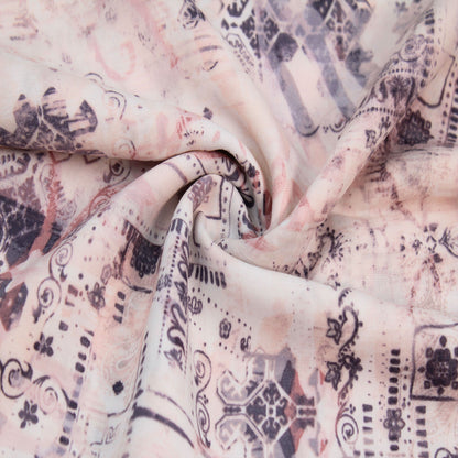 P-2957-698-IVORY-BLUSH - PRINTED RAYON CHALLIS 100% RAYON CHALLIS