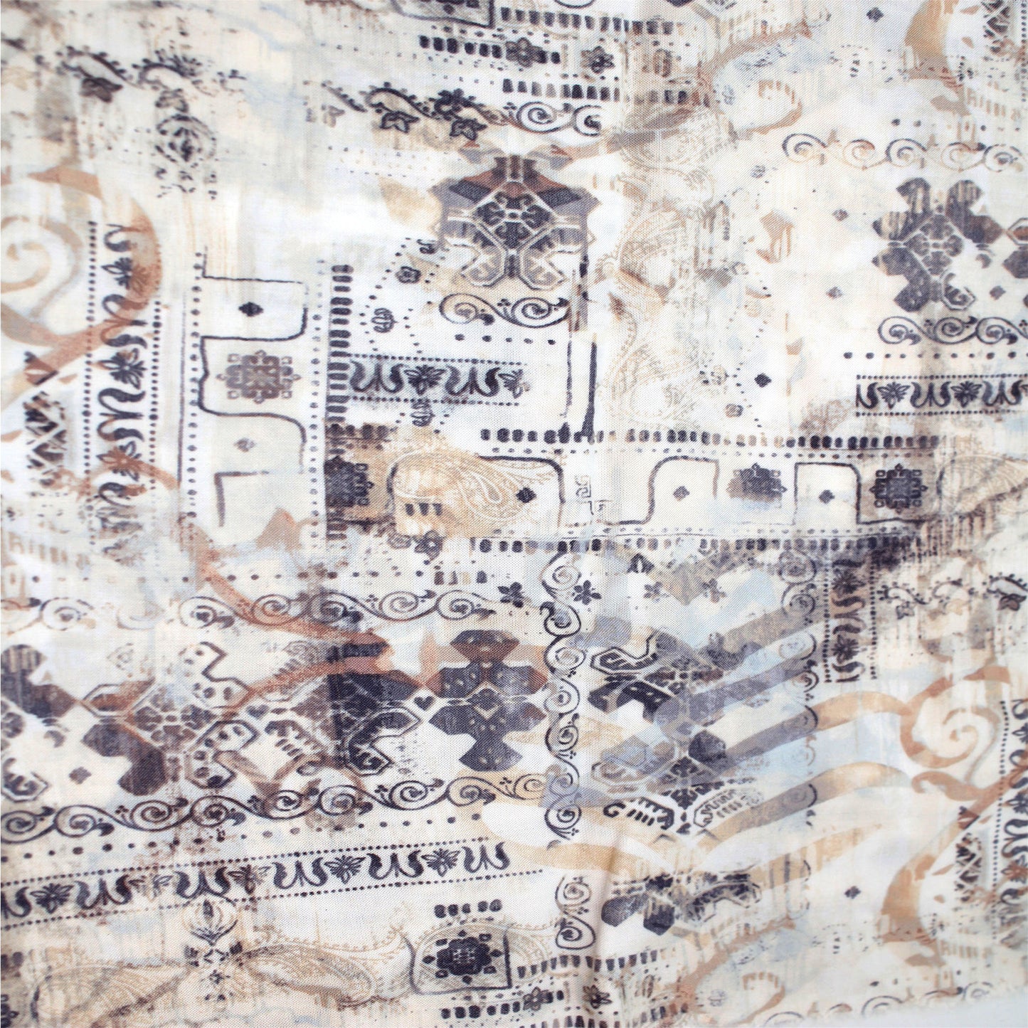 P-2957-698-IVORY-NEUTRAL - PRINTED RAYON CHALLIS 100% RAYON CHALLIS