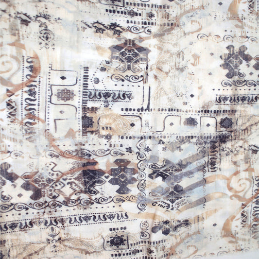P-2957-698-IVORY-NEUTRAL - PRINTED RAYON CHALLIS 100% RAYON CHALLIS