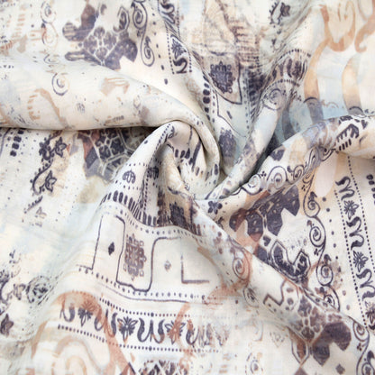 P-2957-698-IVORY-NEUTRAL - PRINTED RAYON CHALLIS 100% RAYON CHALLIS