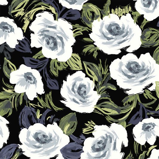 P-2963-636-BLACK-OFFWHITE PRINTED CREPON 100% RAYON CREPON
