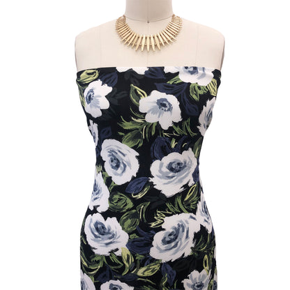 P-2963-636-BLACK-OFFWHITE PRINTED CREPON 100% RAYON CREPON