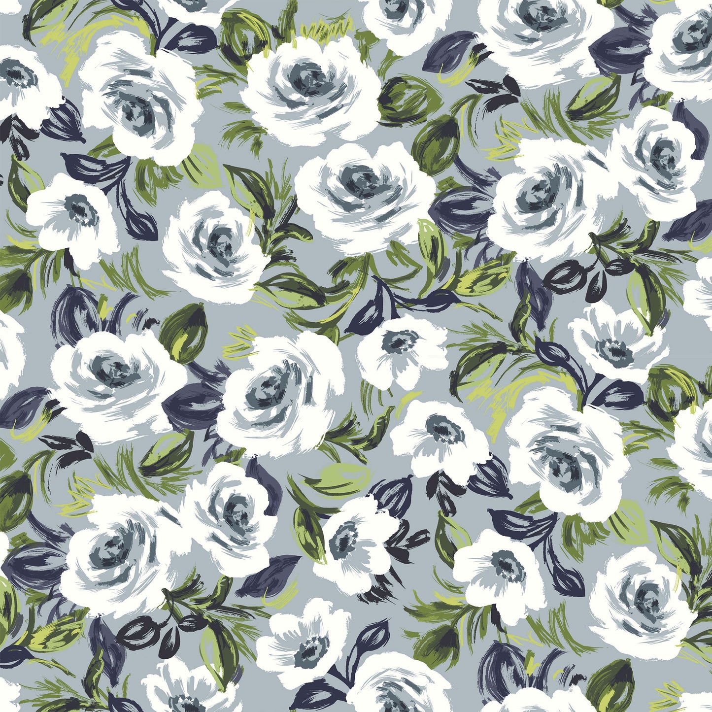 P-2963-636-BLUE-OFF-WHITE PRINTED CREPON 100% RAYON CREPON