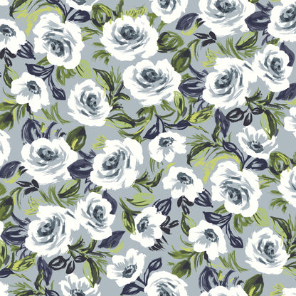 P-2963-636-BLUE-OFF-WHITE PRINTED CREPON 100% RAYON CREPON