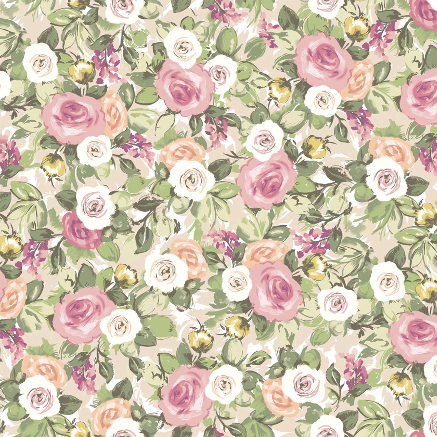 P-2964-504-TAN-BLOSSOM - PRINTED WOOL DOBBY 100% POLYESTER