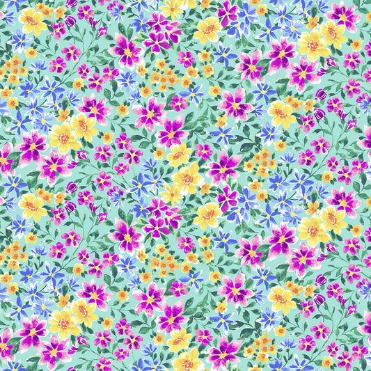 P-2965-754-MINT-YELLOW - PRINTED POLY MOROCCAN 100% POLY