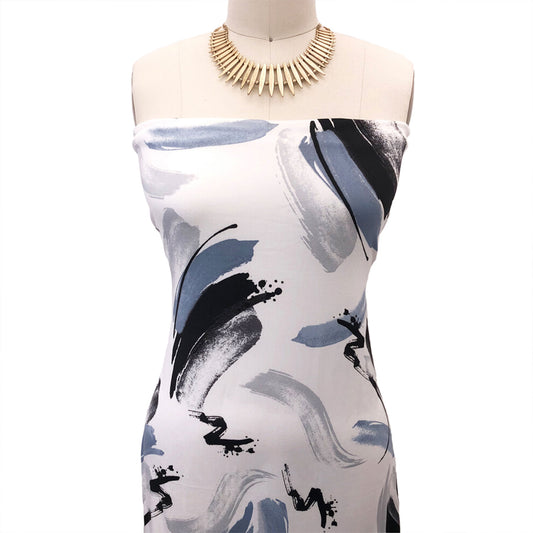 P-2966-668-OFF-WHITE-BLUE - PRINTED DTY 92% POLY 8% SPANDEX DTY DOUBLE SIDED BRUSH