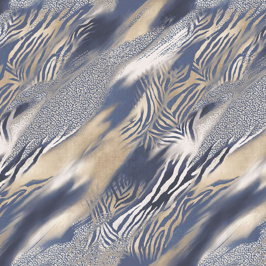 P-2970-754-NAVY-CAMEL - PRINTED POLY MOROCCAN 100% POLY