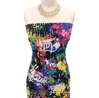 P-2972-754-BLACK-ORANGE - PRINTED POLY MOROCCAN 100% POLY