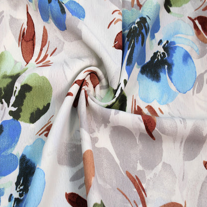 P-2981-754-ECRU-BLUE - PRINTED POLY MOROCCAN 100% POLY