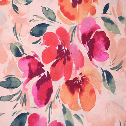 P-2981-754-PEACH-CORAL - PRINTED POLY MOROCCAN 100% POLY