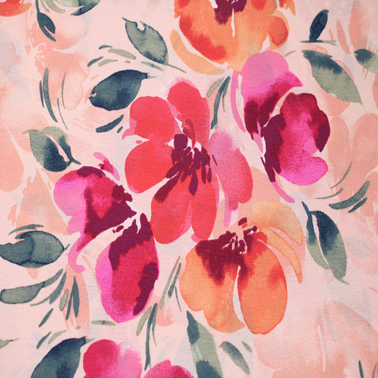 P-2981-754-PEACH-CORAL - PRINTED POLY MOROCCAN 100% POLY