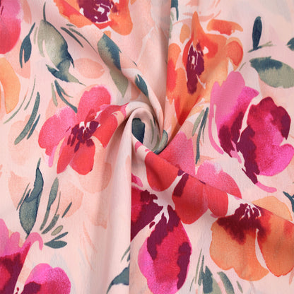 P-2981-754-PEACH-CORAL - PRINTED POLY MOROCCAN 100% POLY