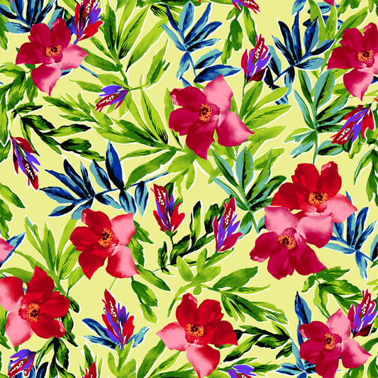 P-2983-453-LEMON-RED - PRINTED POLY POWER MESH 92%POLY 8%SPANDEX