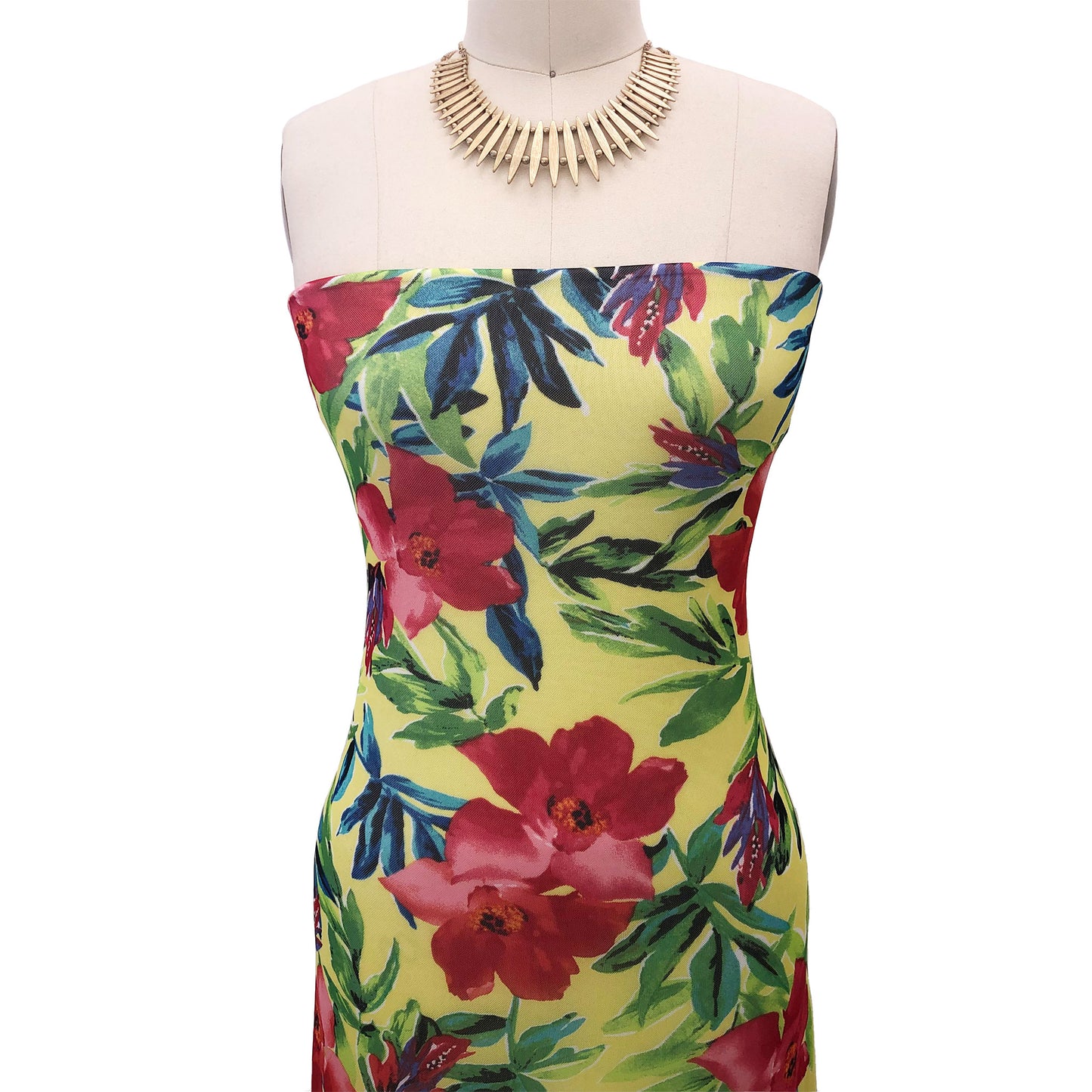 P-2983-453-LEMON-RED - PRINTED POLY POWER MESH 92%POLY 8%SPANDEX