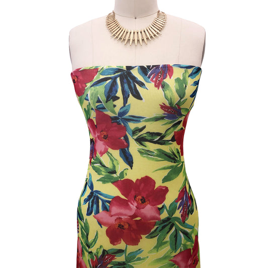 P-2983-453-LEMON-RED - PRINTED POLY POWER MESH 92%POLY 8%SPANDEX