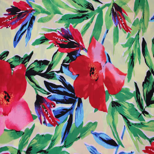 P-2983-504-LEMON-RED - PRINTED WOOL DOBBY 100% POLYESTER