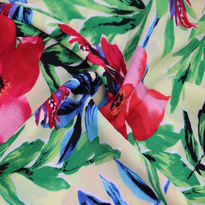 P-2983-504-LEMON-RED - PRINTED WOOL DOBBY 100% POLYESTER