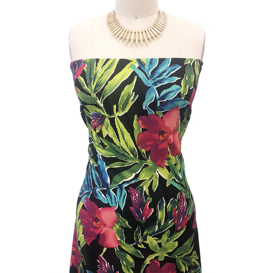 P-2983-702-BLACK-CORAL -  PRINTED SCUBA CREPE 97% POLY 3% SPANDEX