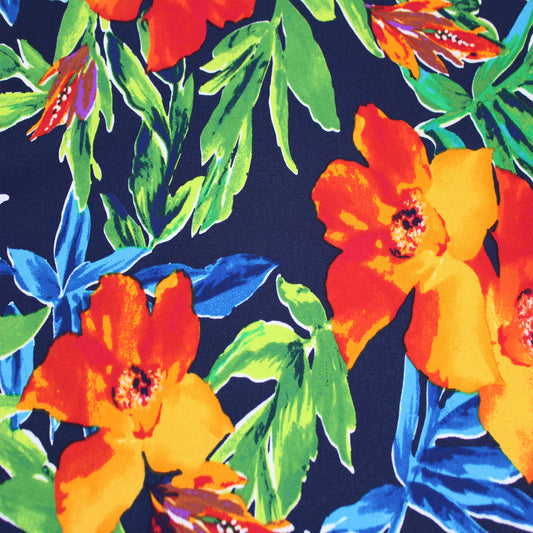 P-2983-702-NAVY-YELLOW -  PRINTED SCUBA CREPE 97% POLY 3% SPANDEX