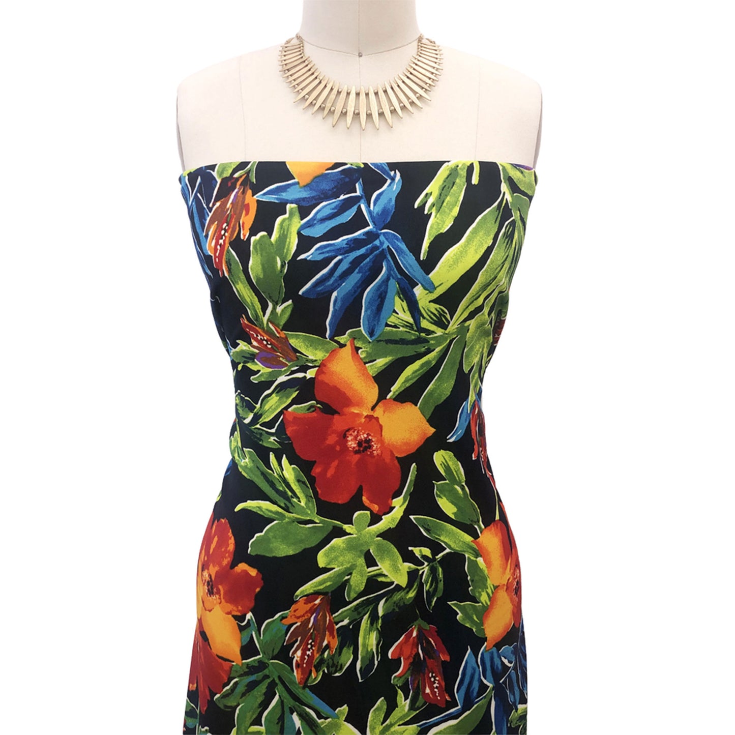 P-2983-702-NAVY-YELLOW -  PRINTED SCUBA CREPE 97% POLY 3% SPANDEX