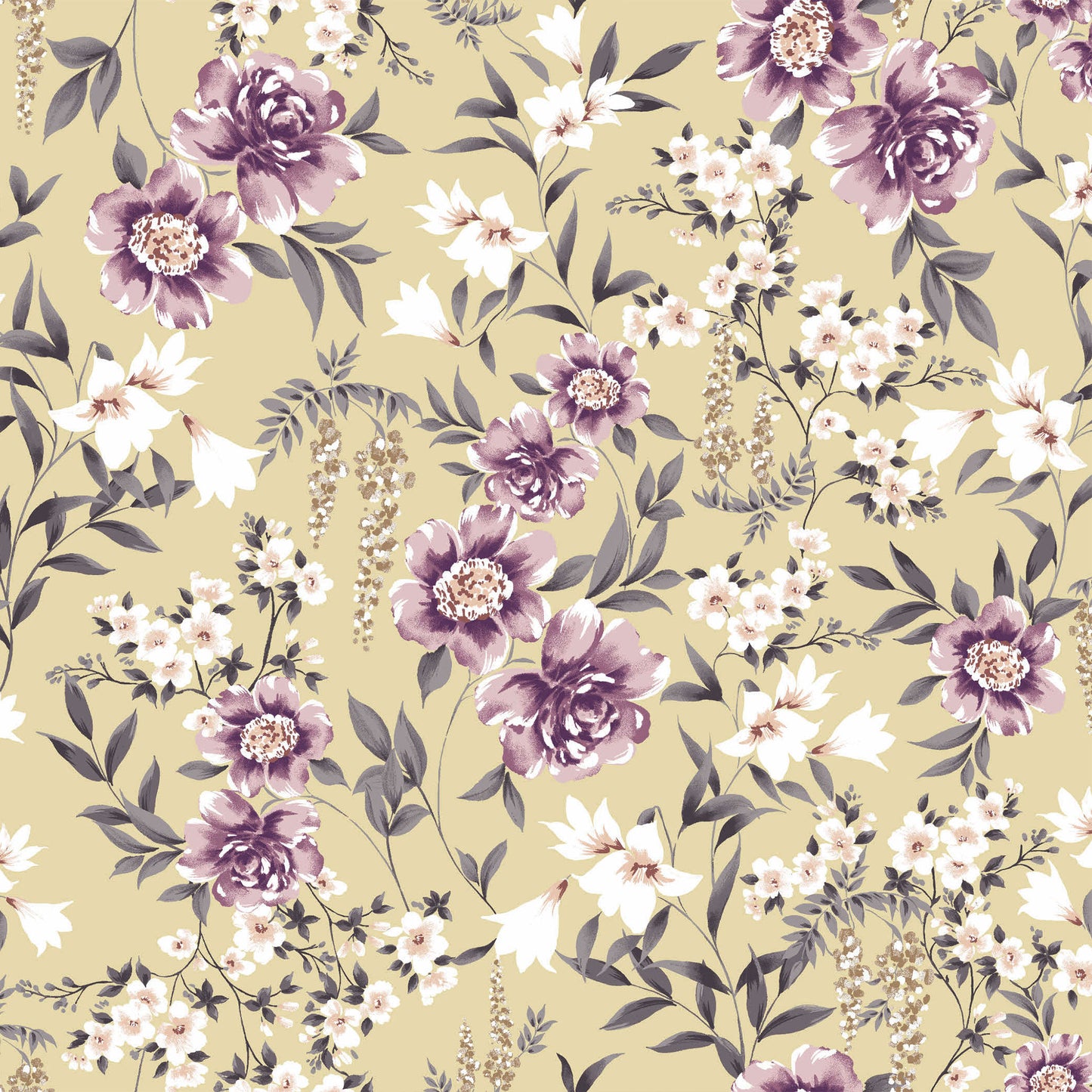 P-2984-754-PALE-YELLOW-WILD-ROSE - PRINTED POLY MOROCCAN 100% POLY