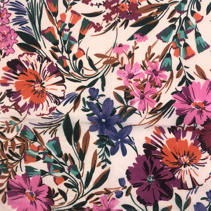 P-2985-504-TAN-FUCHSIA - PRINTED WOOL DOBBY 100% POLYESTER