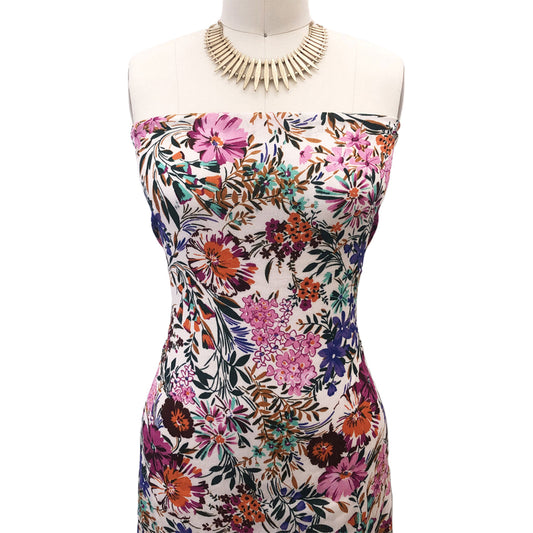 P-2985-504-TAN-FUCHSIA - PRINTED WOOL DOBBY 100% POLYESTER