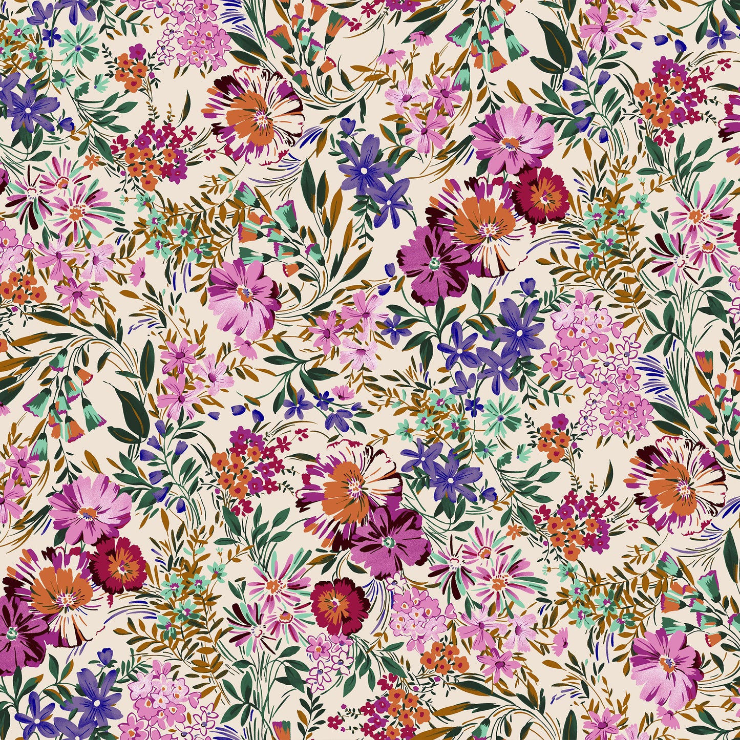 P-2985-636-TAN-FUCHSIA - PRINTED CREPON 100% RAYON CREPON