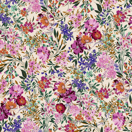 P-2985-636-TAN-FUCHSIA - PRINTED CREPON 100% RAYON CREPON