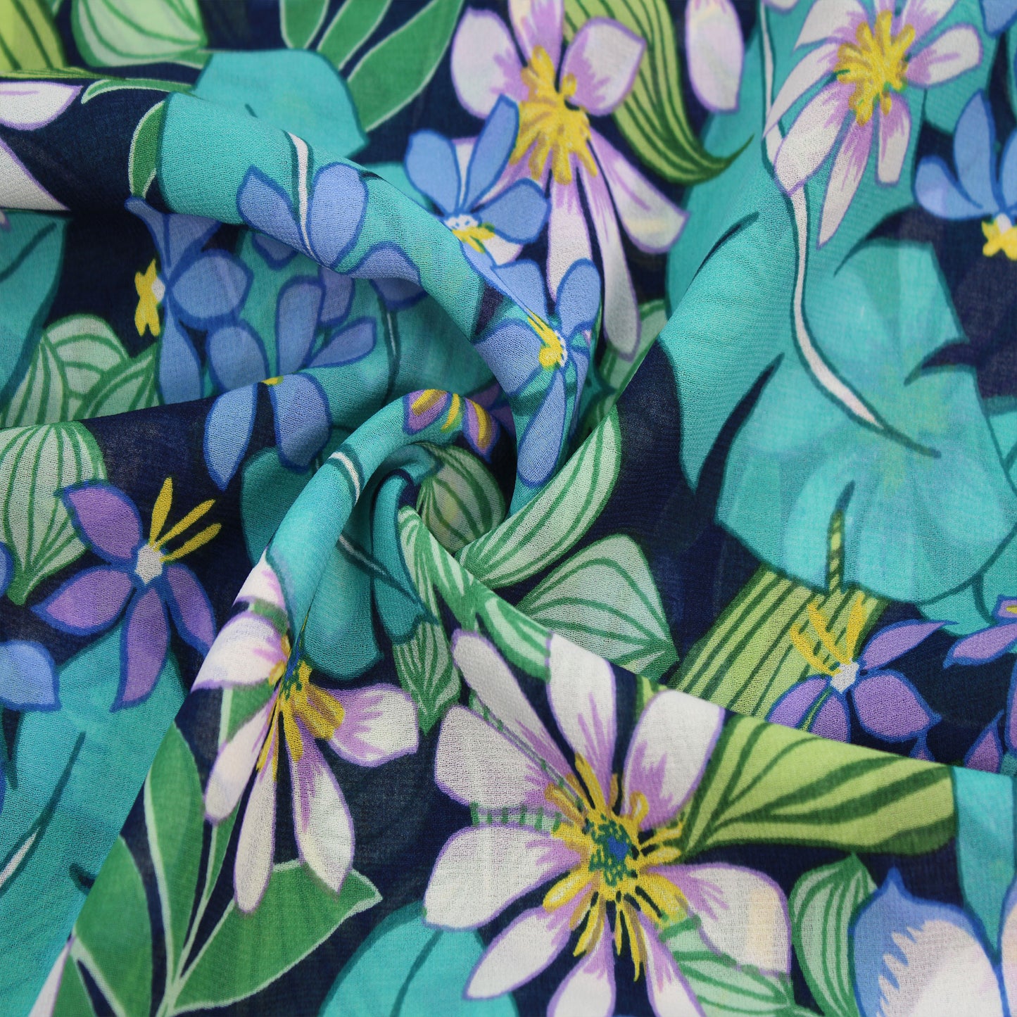 P-2986-501-NAVY-BLUE - PRINTED 100% POLYESTER HI MULTI CHIFFON WASH