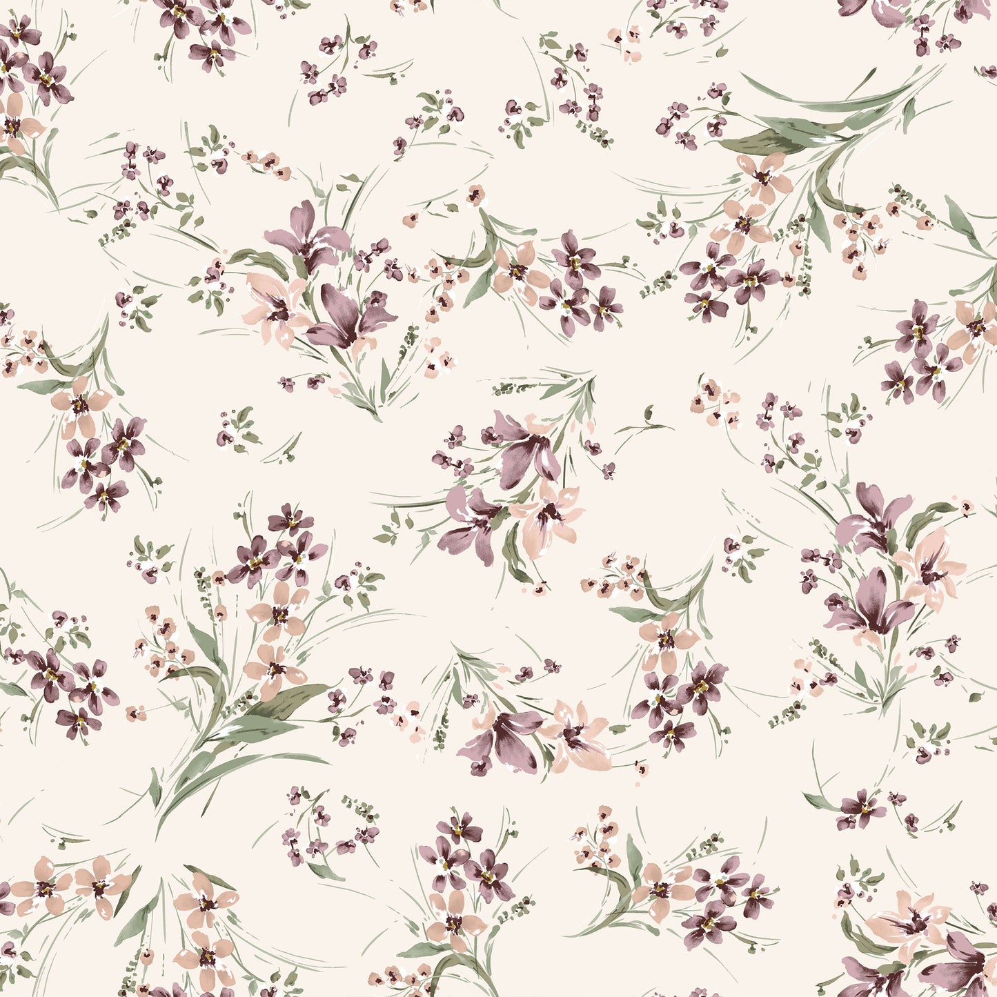 P-2988-504-IVORY-MAUVE - PRINTED WOOL DOBBY 100% POLYESTER