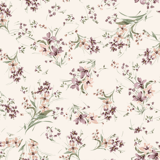 P-2988-504-IVORY-MAUVE - PRINTED WOOL DOBBY 100% POLYESTER