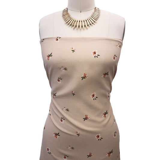 P-2995-754-MACADAMIA-APRICOT - PRINTED POLY MOROCCAN 100% POLY