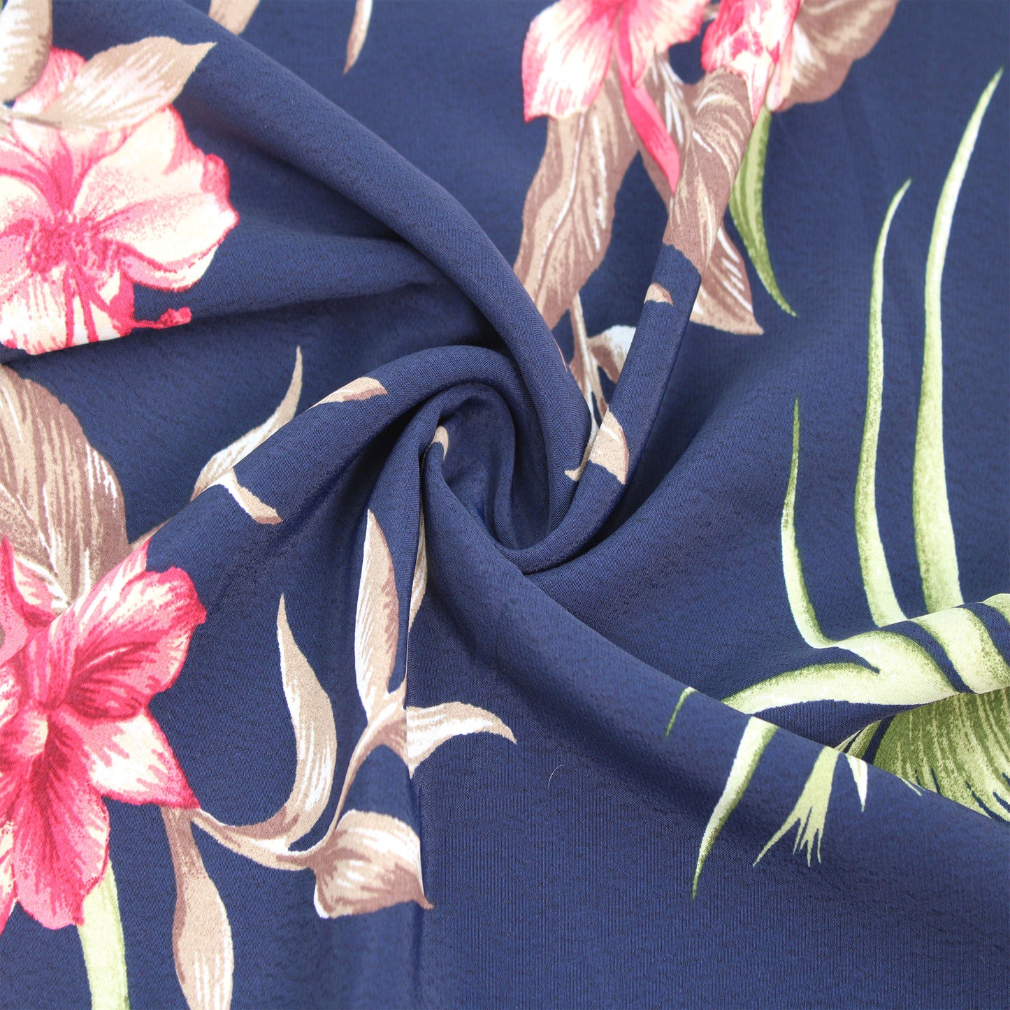 P-3003-754-NAVY-HOT-CORAL - PRINTED POLY MOROCCAN 100% POLY